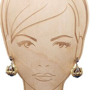 Park Lane Vintage Gold-Tone Etruscan Revival Drop Earrings with Amethyst Cabocho